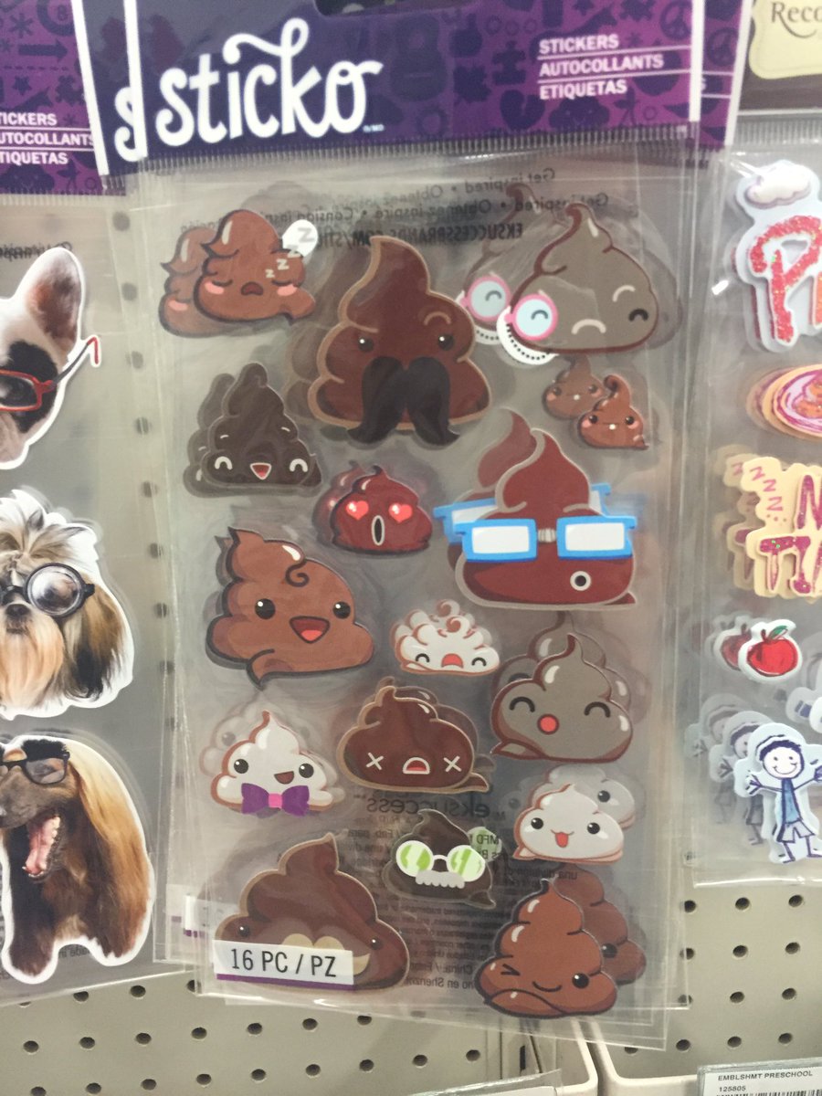 sam_licea's tweet photo. Friend: look poop stickers 
Me: what?
Friend: im not shitting you, they have shitty stickers https://t.co/dQF9Mh3AJd