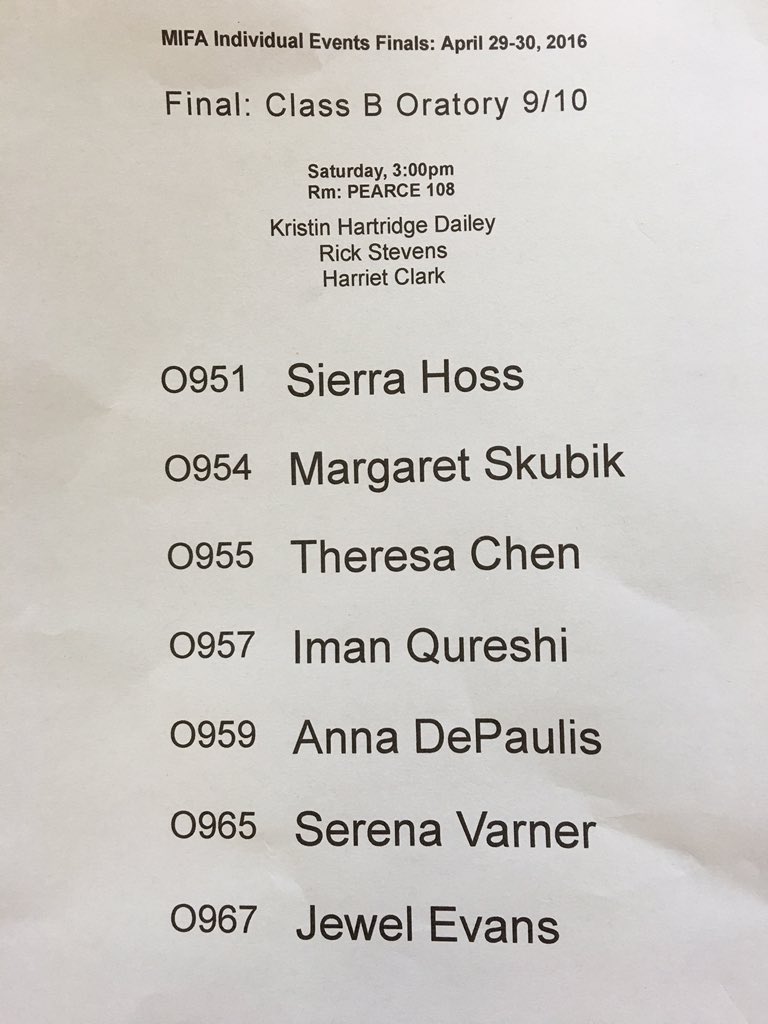 TheMIFA's tweet photo. Class BCD Oratory 9/10 Finals #eatsleepspeakrepeat https://t.co/ul7e1f2v13