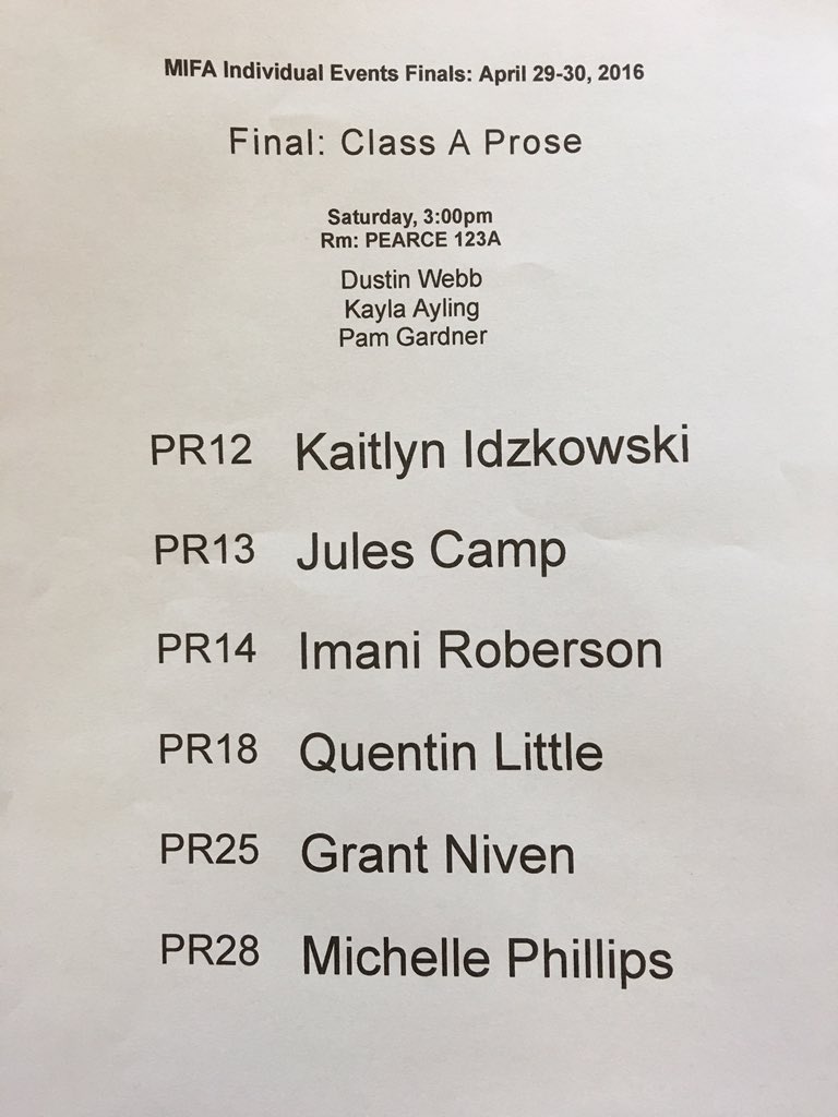 TheMIFA's tweet photo. Class A Prose Finals #eatsleepspeakrepeat https://t.co/XZNJeuL8G6
