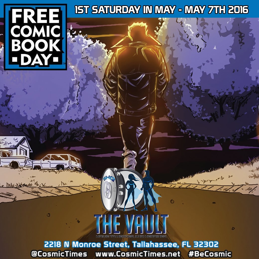 CosmicTimes's tweet photo. Author @TheDJStrong will be at the @shqvault in Tallahassee for Free Comic Book Day 5/7/16!
https://t.co/qHB2ULiJd9 https://t.co/vCL7VX7UhZ
