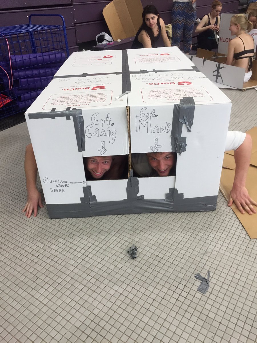 Captains Craig and Mark prepare to race their Kardboard submarine <a href="/NUKappaDelta/">Kappa Delta NU</a> #KardboardRegatta