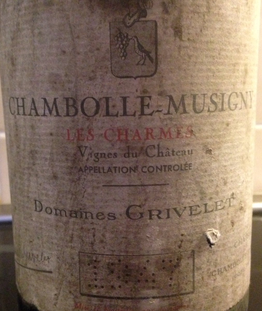 boquet_alain's tweet photo. Saturday evening #wine ! #chambollemusigny #lescharmes #grivelet 1947: after two hours just delicious! https://t.co/b19dxzzDse