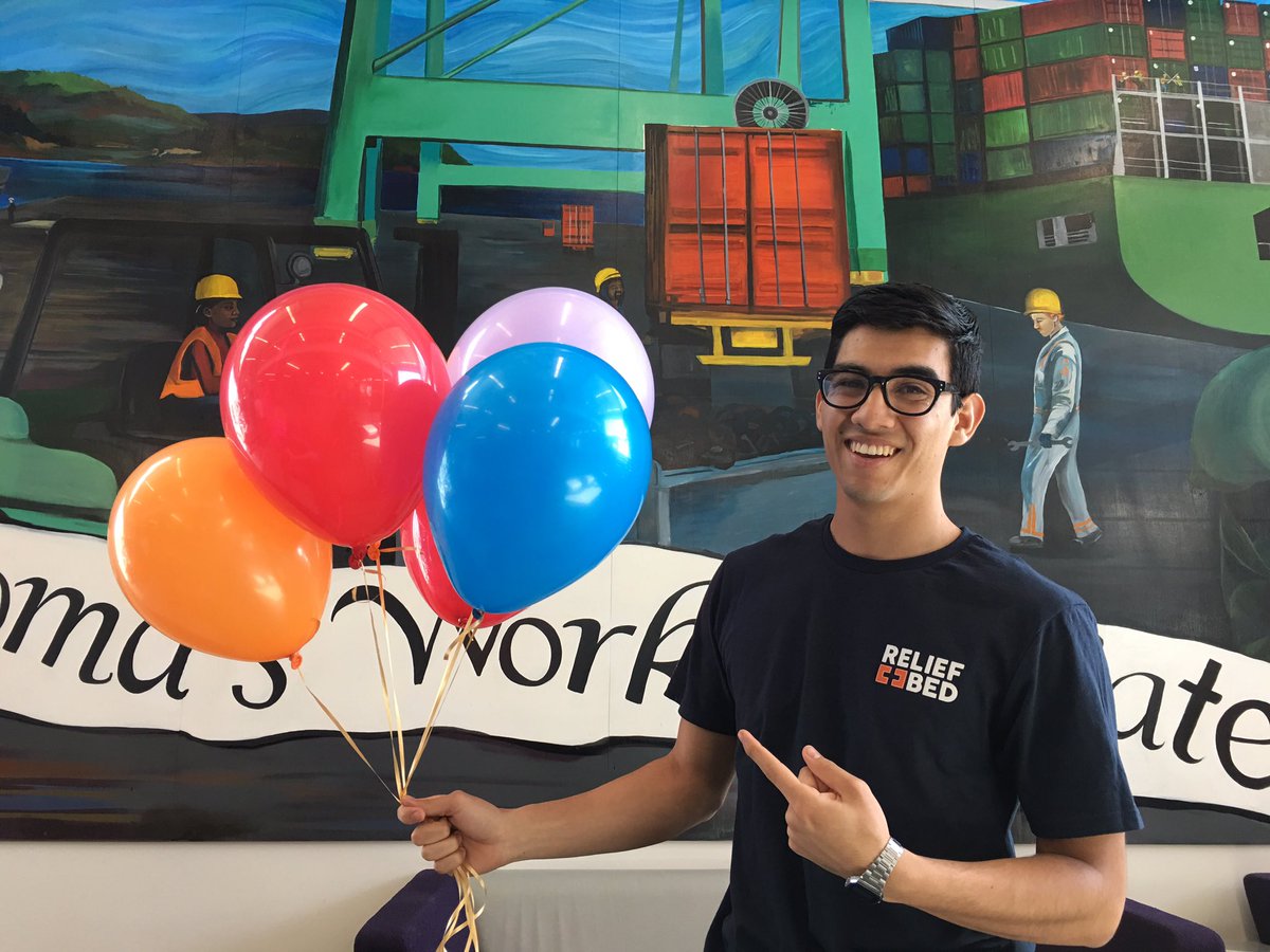 reliefbed's tweet photo. Jose sporting some freshly filled balloons setting up for YMCA's Event on National Healthy Kids Day! https://t.co/PBwUSn9MmD