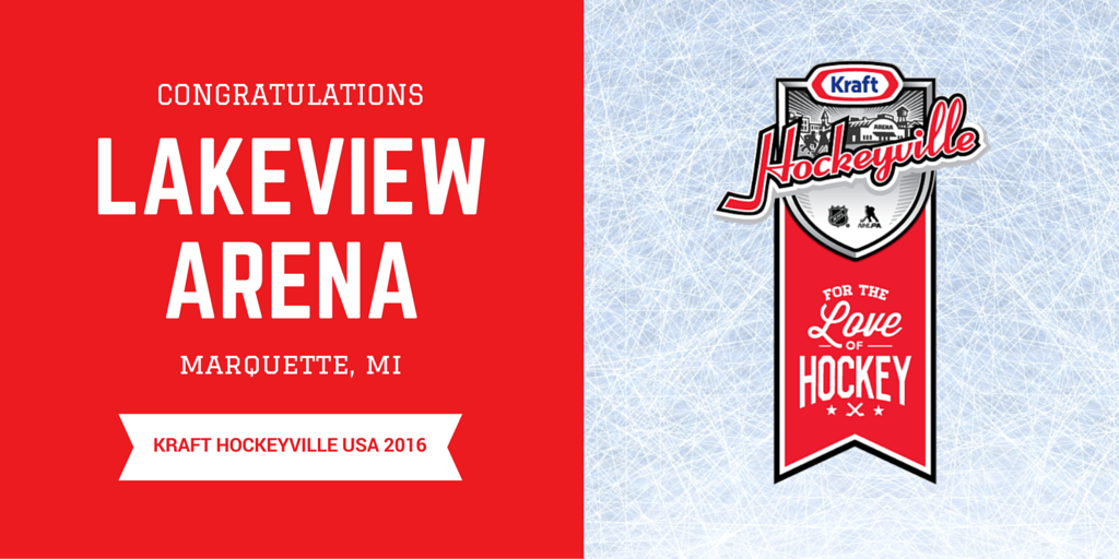 HockeyvilleUSA's tweet photo. Congratulations to Lakeview Arena in Marquette, MI, on becoming the 2016 #KraftHockeyvilleUSA! https://t.co/dvvxkGtn03
