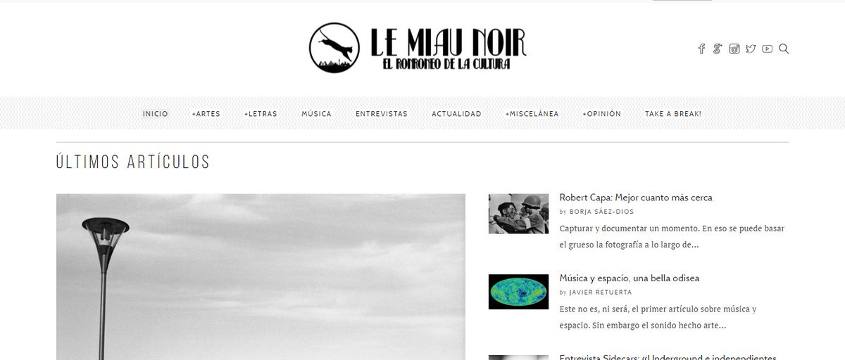 LeMiauNoirMag's tweet photo. Estrenamos web, deseamos que os guste>> https://t.co/NCHmBZTJW1
#Entrad
#OsVaAEncantar
#Ronronea al RitmodelaCultura https://t.co/s3Bw51Nuug