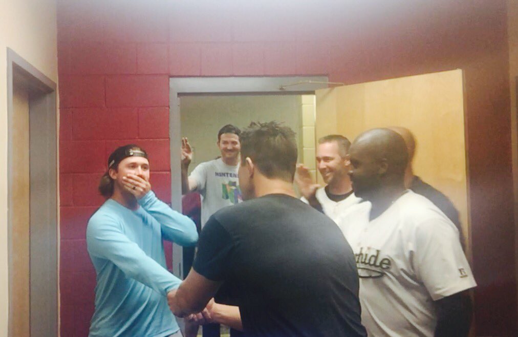 jeffbajenaru's tweet photo. Nothing like telling a man his dreams have come true. Congrats 2 @Zac_Curtis16 on the @MLB call up! 19.2 K's/9! https://t.co/IesBzbit5S