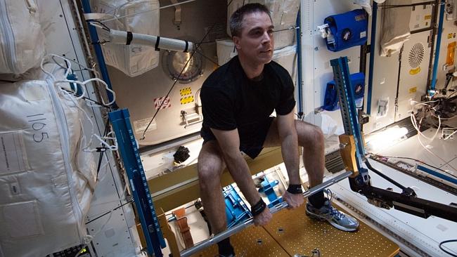 Astronauts on the ISS have various exercise options, like a bicycle, a weightlifting machine and a treadmill.