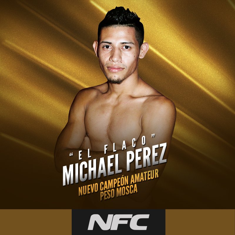 NFCMMAni's tweet photo. Felicidades a Michael "El Flaco" Pérez por convertirse en el primer Campeón de las 125lbs de la NFC. https://t.co/pDMbZi8baM