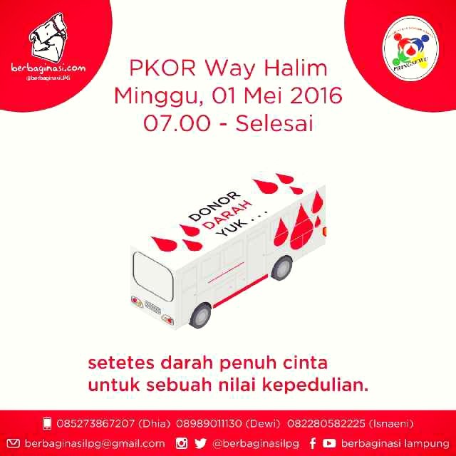 Yuk teman komunitas yang ingin berdonor darah bisa ikutan kegiatan dari <a href="/berbaginasiLPG/">Berbaginasi Lampung</a> srkarang di PKOR Way Halim