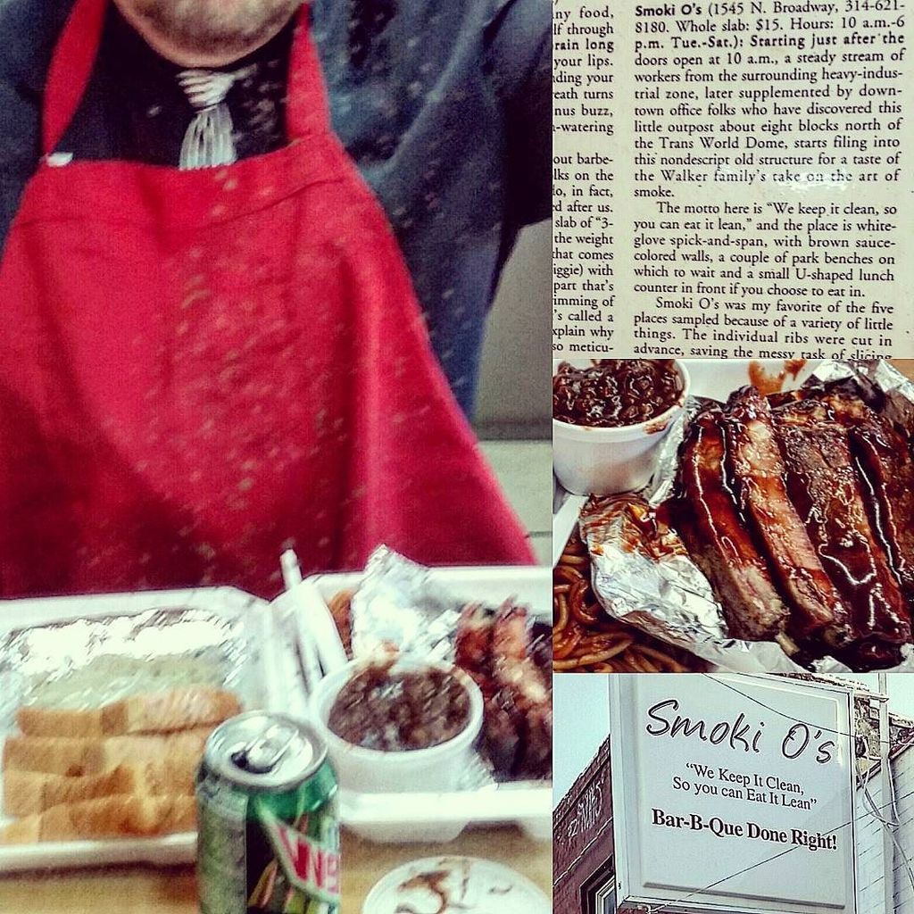 feeman's tweet image. My first and now last meal in St. Louis. They even gave me an apron! @smokieosbbq #FIRSTCh… ift.tt/1r77web