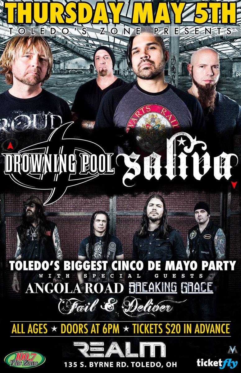 RealmToledo's tweet photo. @RealmToledo and @1007TheZone presents Toledo's BIGGEST #CincoDeMayo Party with @DrowningPool and @Saliva https://t.co/9y2dpwUhK9