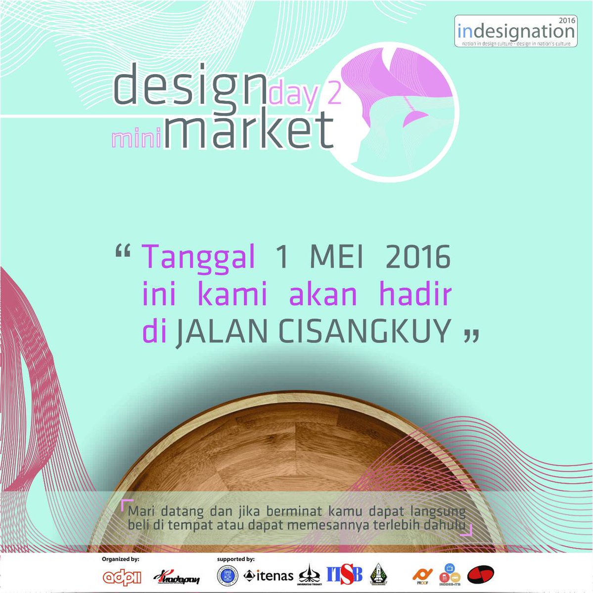 indesignation's tweet photo. Kami DESIGN MARKET DAY2 hari ini hadir di Jalan cisangkuy! 07.00-11.00 WIB be there! #indesignation #designmarket https://t.co/nDRobB8AhG
