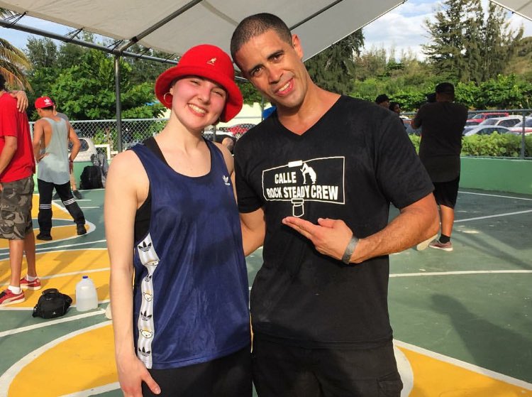 PRSFest's tweet photo. Congratulations to @bgirlat of #flowmocrew for winning the #battle at #puertorocksteady #Winning #warrior #bgirl ! https://t.co/zELG0UV2sB