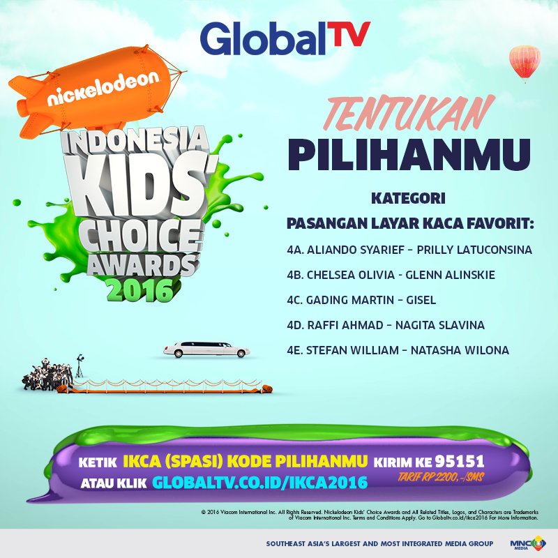 Pasangan favorit #IKCA2016 : <a href="/alysyarief/">Aliando Syarief.</a> &amp; <a href="/PrillyBie/">Prilly ☘️</a> <a href="/chelseaolivia92/">Chelsea Olivia</a> &amp; <a href="/glennalinskie/">Glenn Alinskie</a> <a href="/gadiiing/">Gading Marten</a> &amp; <a href="/gisel_la/">Gisella Anastasia</a>