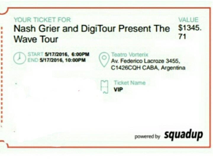 LOVESPINOS4's tweet photo. I just have vip tickets to meet @Nashgrier i'm so happy, but i want more time to hug himπ #TheWaveUpgrade https://t.co/W0RUL5GMLs