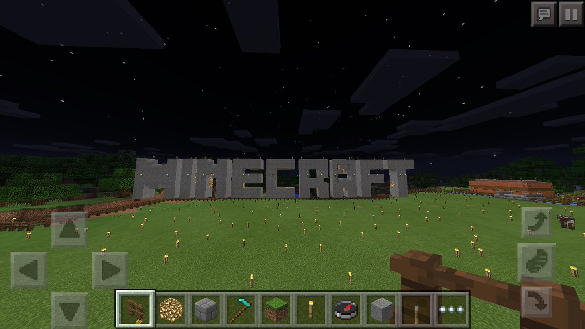ほしのゆた麻呂 A Twitter マイクラで整地したは良いけど作るもの無くてマイクラロゴを作ったった マイクラpe マイクラ友