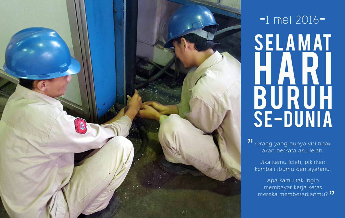 OfficialHMTPL's tweet photo. Kami keluarga besar Himpunan Mahasiswa Teknik Pengecoran Logam mengucapkan:
Selamat Hari Buruh Se-Dunia 1 Mei 2016 https://t.co/tDO7wmBSXr