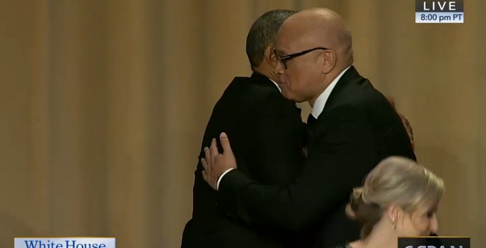 christinawilkie's tweet photo. Wilmore: "I grew up in a country where a black man couldn’t play quarterback. Now you lead the free world.” #WHCD https://t.co/rzl138A9MU