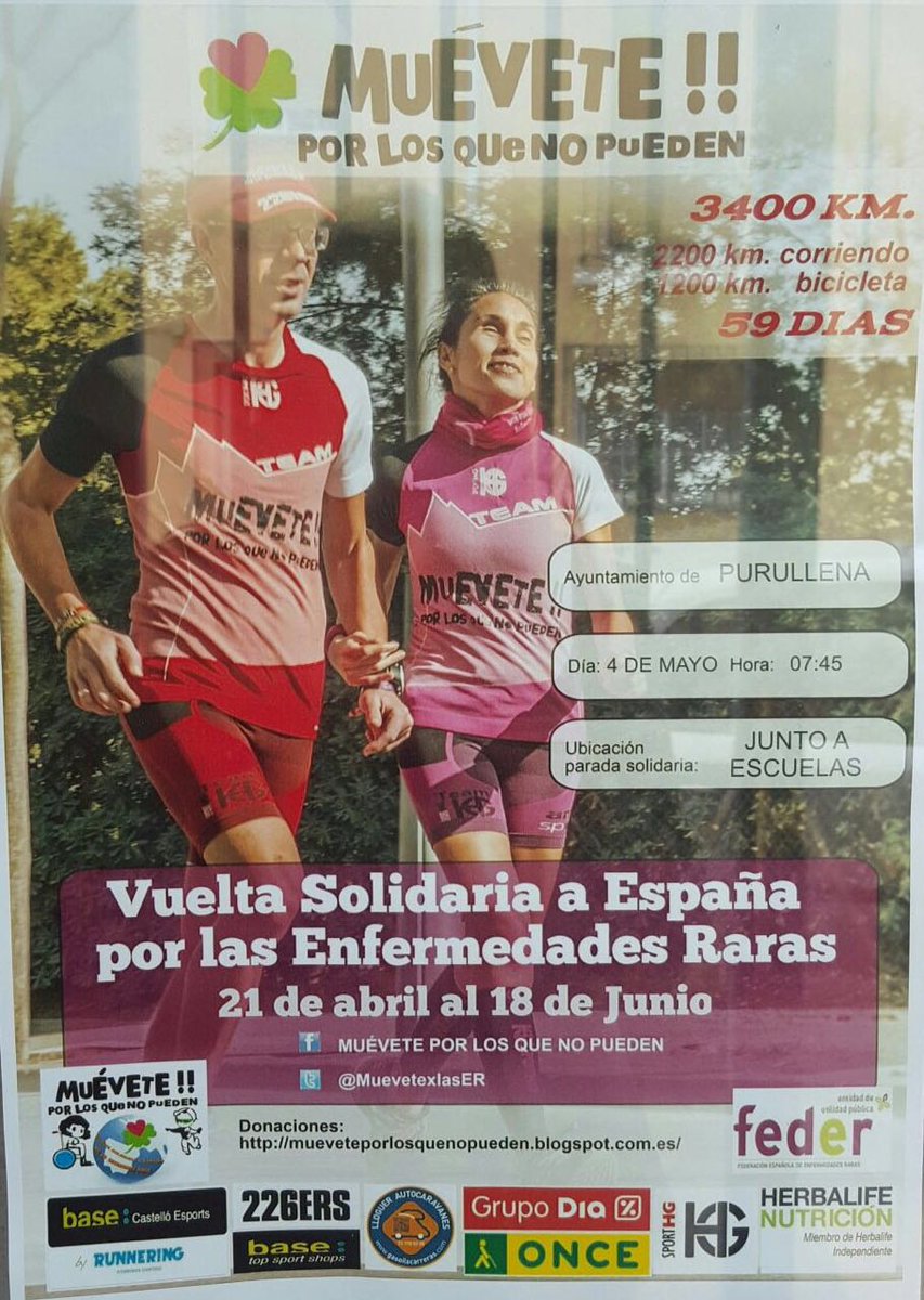 La vuelta solidaria a #España por las enfermedades raras llega a #Purullena #MuévetePorLasEr ¡Feliz domingo!