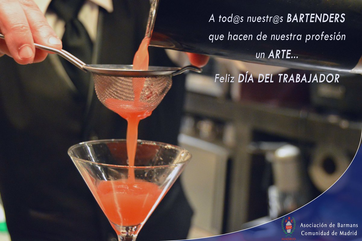 abecmadrid's tweet photo. Desde @abecmadrid, a tod@s nuestr@s #bartenders que hacen de nuestra profesión un arte... Feliz #DíadelTrabajador https://t.co/o7NsuPuQfK