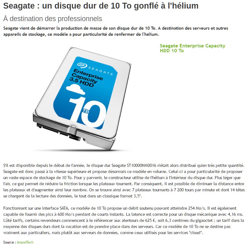 FranckyPedia's tweet photo. #Seagate : un disque dur de 10 To gonflé à l'hélium : https://t.co/G3wfbnQdcg
#HDD #10to @Seagate https://t.co/2KUgKgRPih