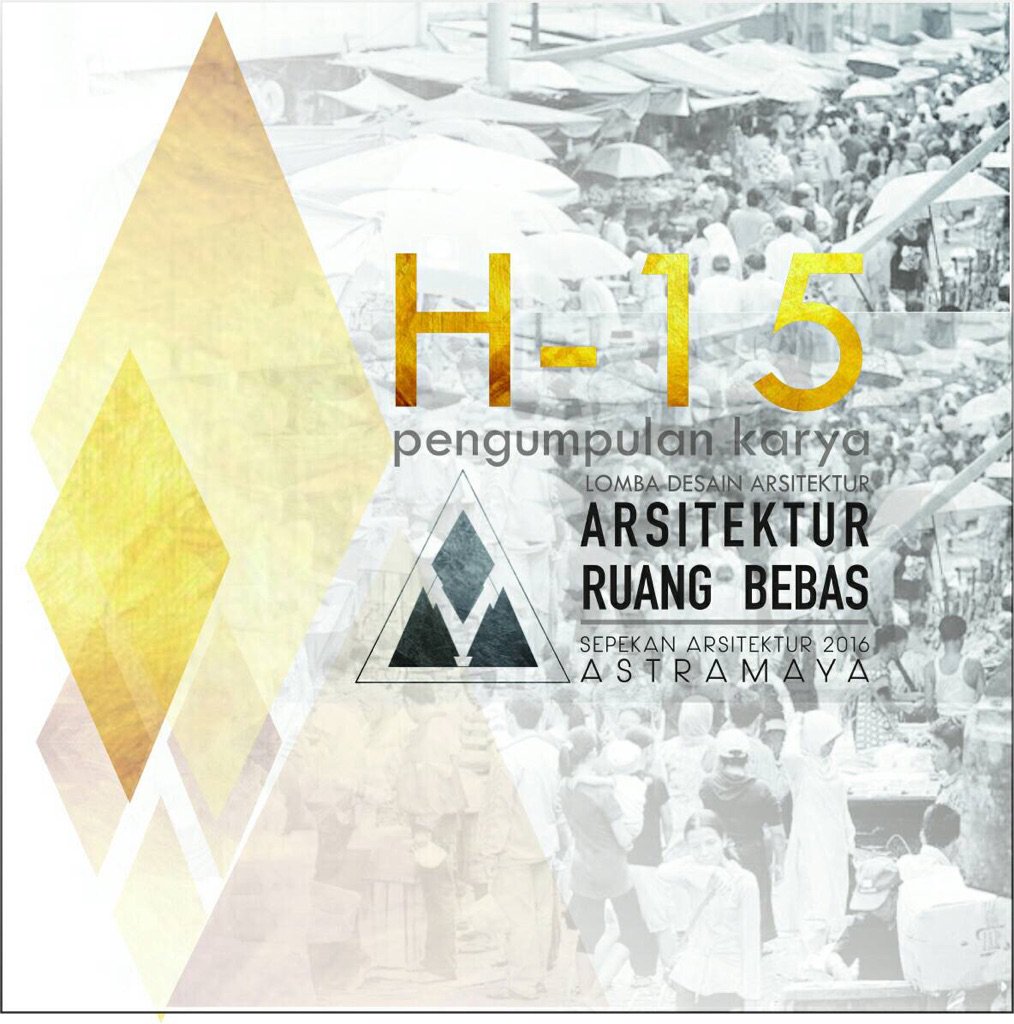 :: H-15 ::
Pengumpulan Karya Lomba Desain Arsitektur Ruang Bebas
Sepeka.... tmi.me/1fdHVW