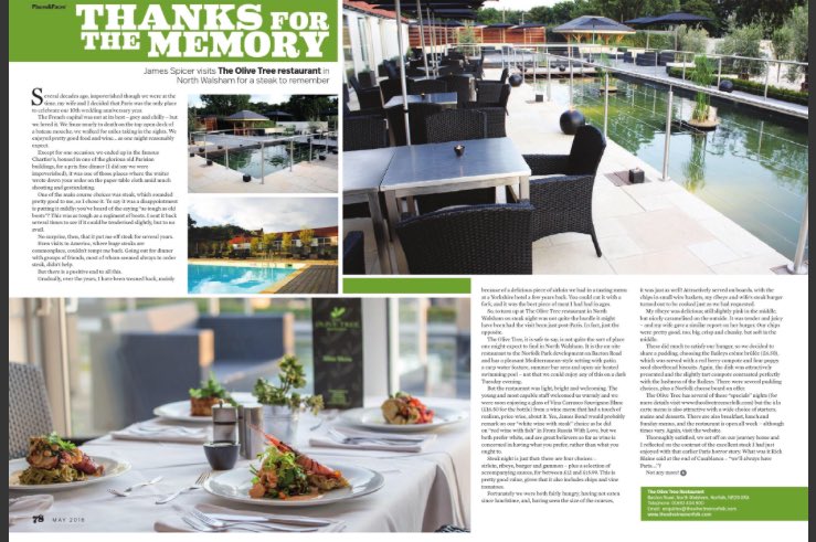 Great dining in a fab #Norfolk #restaurant @TheOliveTree_ Features in our free 132 page May issue out now #dining