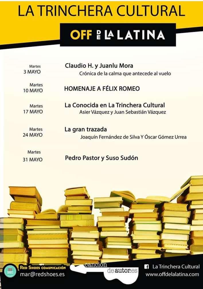 No te pierdas LOS MARTES LITERARIOS de <a href="/LaTrincheraOff/">LaTrincheraCultural</a> del mes de mayo en <a href="/OFFdeLaLatina/">lasandra shady</a> #literatura #madrid