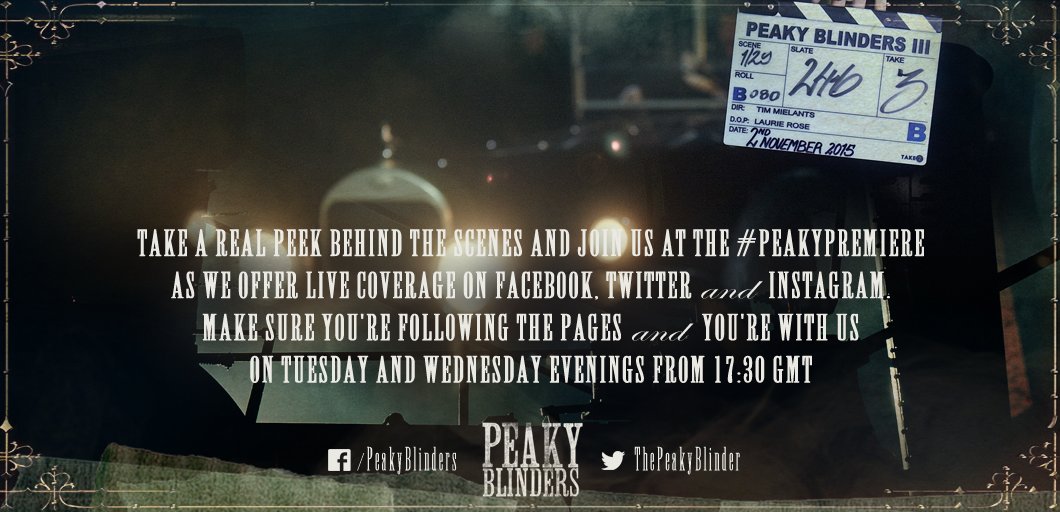 ThePeakyBlinder's tweet photo. #PeakyBlinders arrives this week marked by London & Birmingham premieres. Join us on Twitter to be part of it. https://t.co/7fCKrryT2w