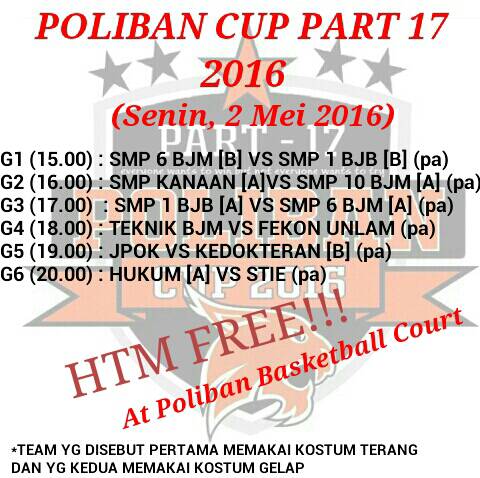 BasketPoliban's tweet photo. Kalo mau lihat jadwal dan foto-foto Poliban Cup part 17 bisa langsung di lihat di ig kami @ukmbasketpoliban https://t.co/xqfZL0mRsX