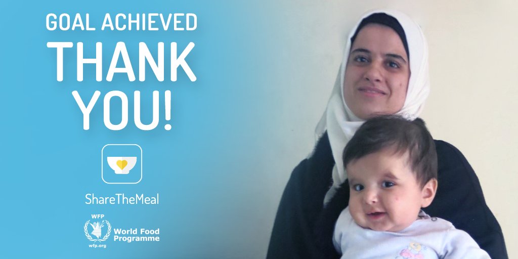WFP's tweet photo. Thanks to all who #ShareTheMeal! Goal completed: 2,000 Syrian mothers and babies supported for a full year! https://t.co/fHPYisCx7W