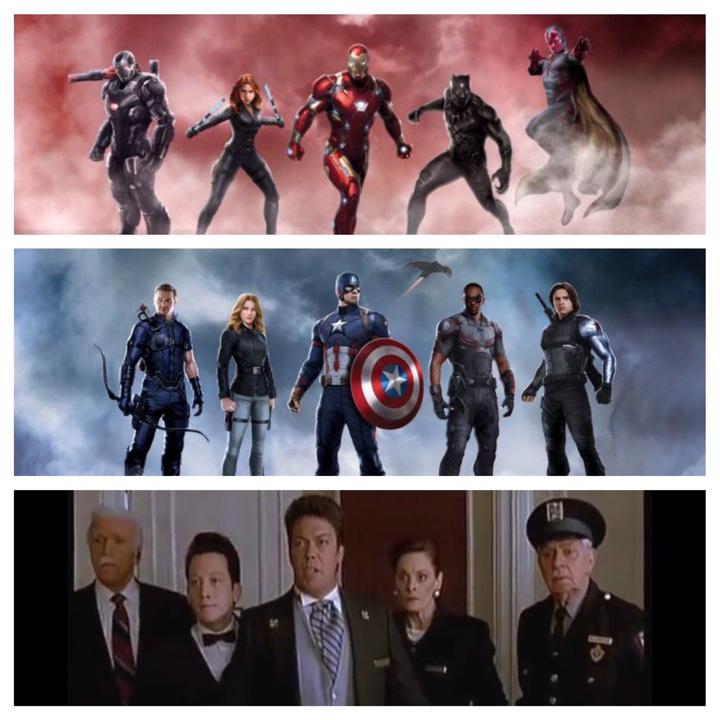 speckykweer's tweet photo. #CaptainAmericaCivilWar Last night. Astounding film. Pick a side. #TeamCap #TeamIronMan #TeamConcierge #CivilWar https://t.co/yn7i6HvkWL