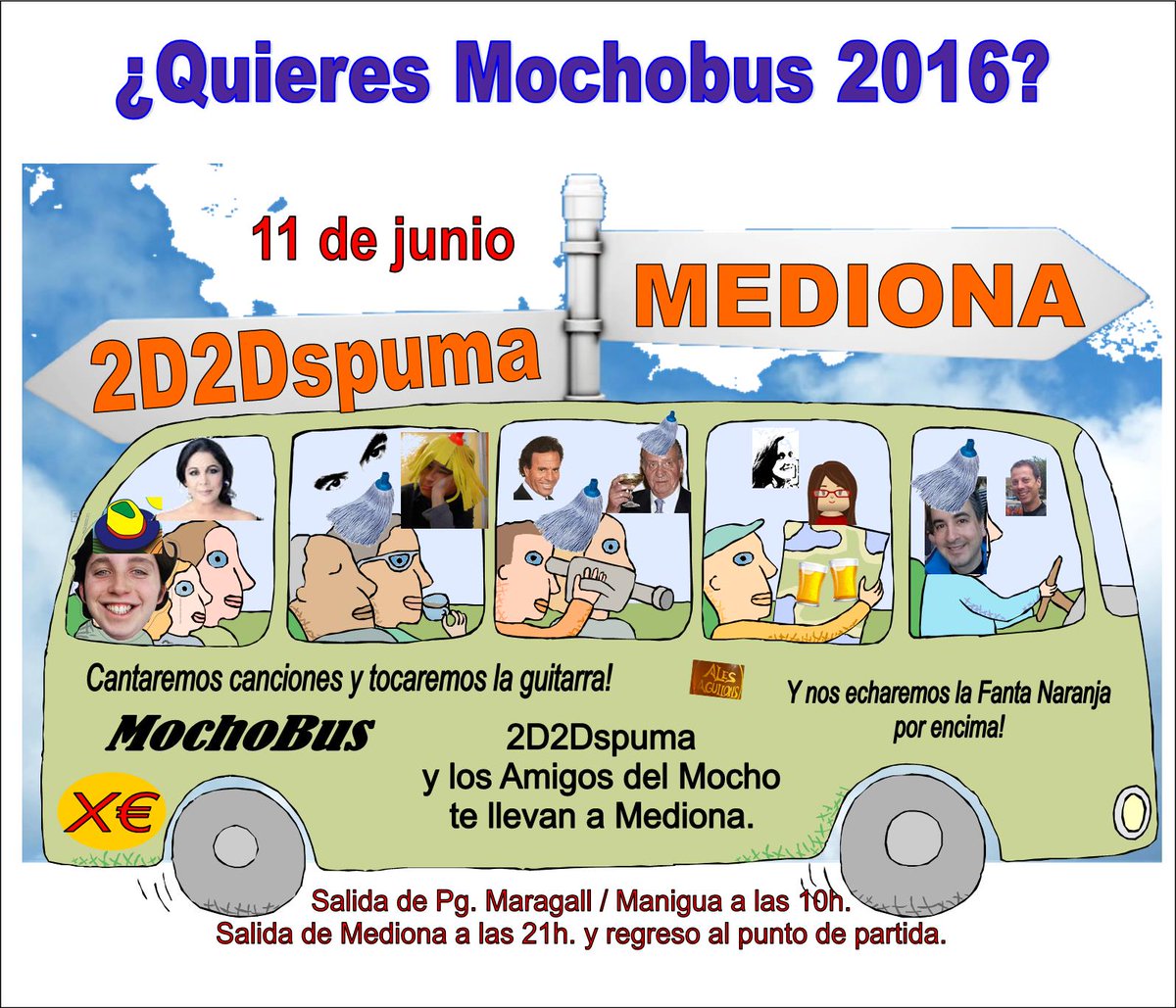 ¿QUIERES MOCHOBUS 2016? Bus que nos llevará a Mediona desde 2D2Dspuma. Queremos saber qué interés hay. 
#Mochobus