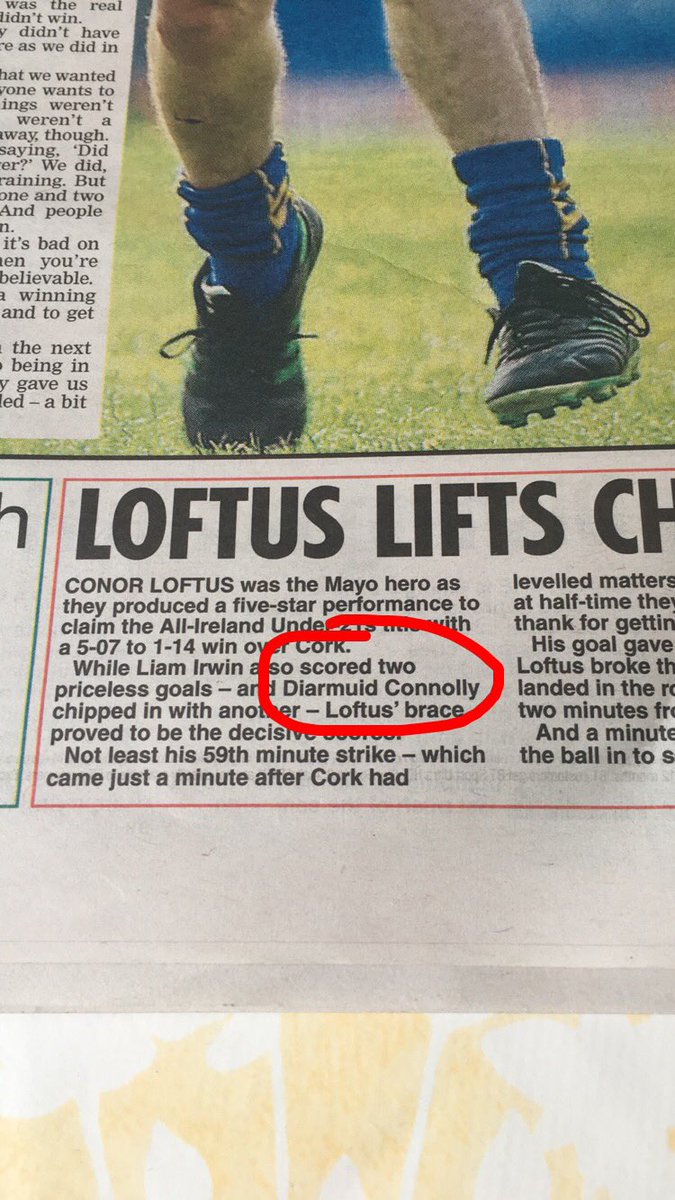 EmmaMc7's tweet photo. Ah here lads 🙈🙈 You had one job... 
That fella gets enough headlines.. #PoorDOC #mayogaa 💚❤️ https://t.co/seA8alaWJb