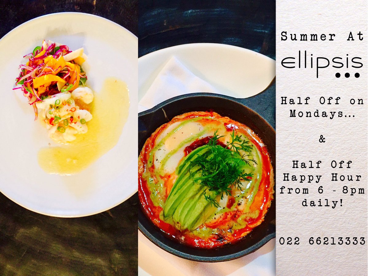 EllipsisIndia's tweet photo. Summer specials at Ellipsis...
#Ellipsis #CelebrationsGoOn #NewMenu #HappyHour #HalfOff #FineDining #Mumbai #Colaba https://t.co/88gNKeYqyu