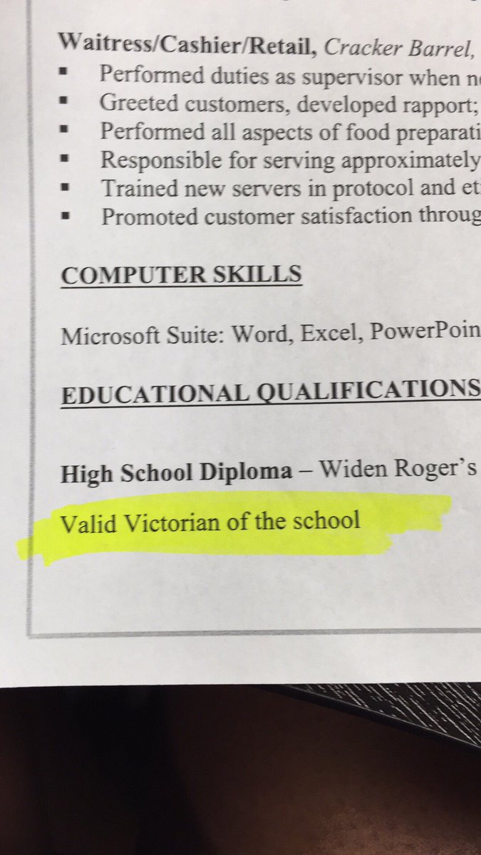 MsSashaBelle's tweet photo. This is a real life resume that was sent to me.... #ValidVictorian https://t.co/tDmKcJpv6E