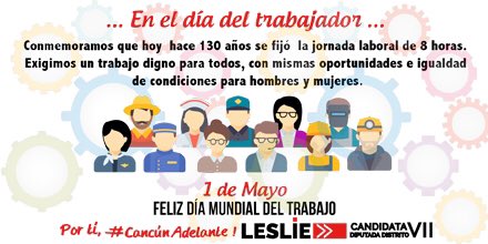 Hendricksles's tweet photo. Hoy honramos a todos los trabajadores, feliz día !! #CancúnAdelante #SomosQuintanaRoo !! https://t.co/JEkeFVoIaq