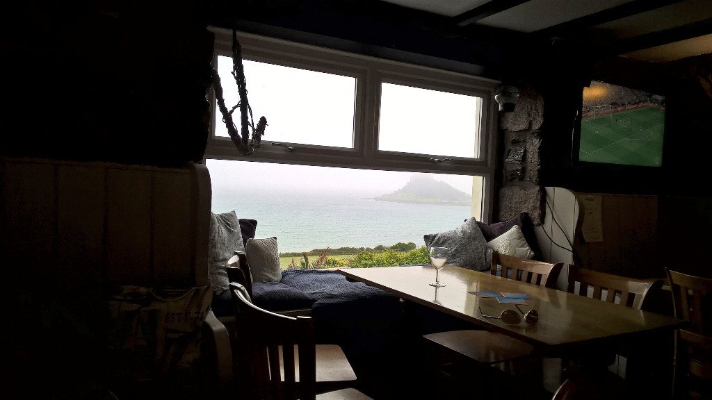 ClarkeyCam's tweet photo. Probably furthest west I've watched a football match. #Leicester #Marazion #StMichaelsMount #TheFireEngine https://t.co/FbsuSLaPiU