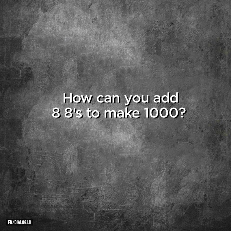 dialoglk's tweet photo. Who can solve it? #SolveItOnSunday (Example 88 - 8 x 8 + 888 = 912) https://t.co/h34gYmUtjM