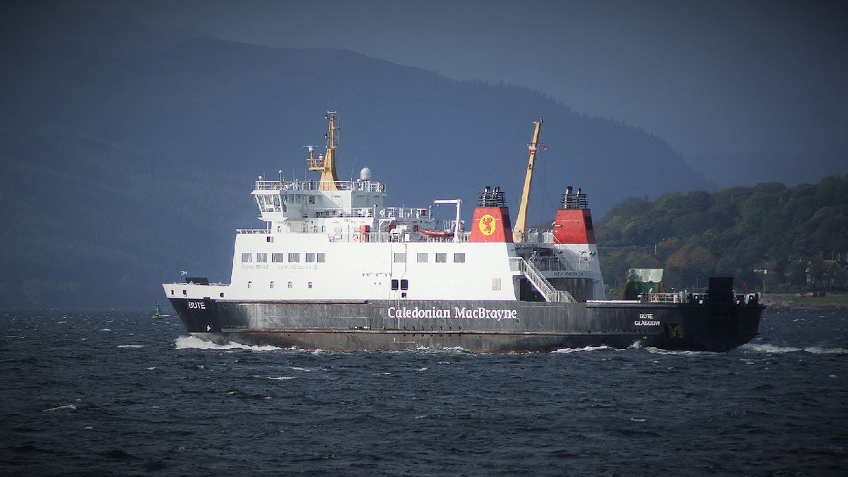 Forbes11David's tweet photo. @CalMacFerries #MVBute makes her way west past #gourock after time out at #JamesWattDock September 28th 2012 https://t.co/NVvXW6W0ia