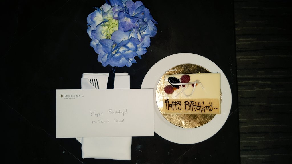 JaredPLondon's tweet photo. Thanks @ICDubaiMarina for my birthday message and cake! Unexpected and appreciated! https://t.co/mRwz6Ku037