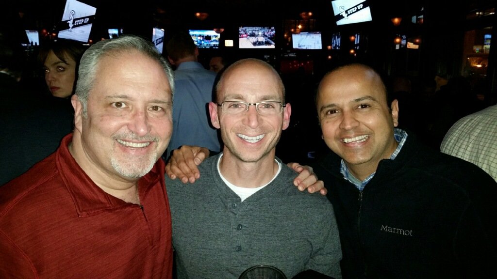 nirmalp's tweet image. Hanging out last night with fellow Chapter Press @CreativeMC &amp;amp; @mfleischner at Harry Carry's in Chicago #AMASummit