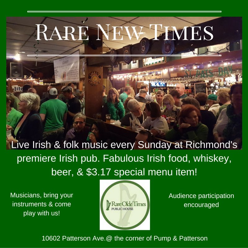 RareOldePub's tweet photo. See you soon for #AuthenticIrish #SundayFunday #AlwaysPaddys #RVAMusic #RVAEats #Guinness #RareNewTimes https://t.co/1cFS7xKaWM