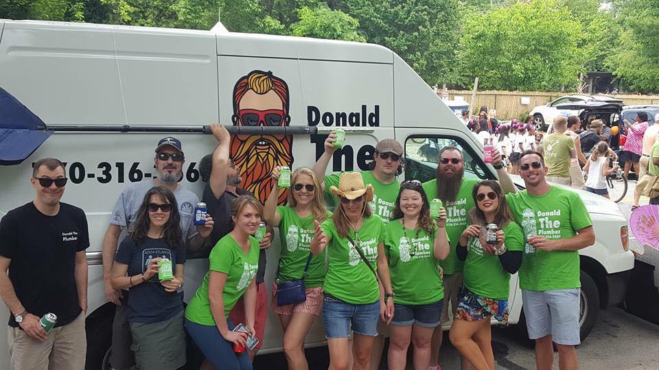 Wanderingline's tweet photo. Krewe of #DonaldThePlumber &amp; our dart league marching in yesterday's @InmanParkFest Parade! #FAFATL #FindDonald https://t.co/vUSkF25Yyy