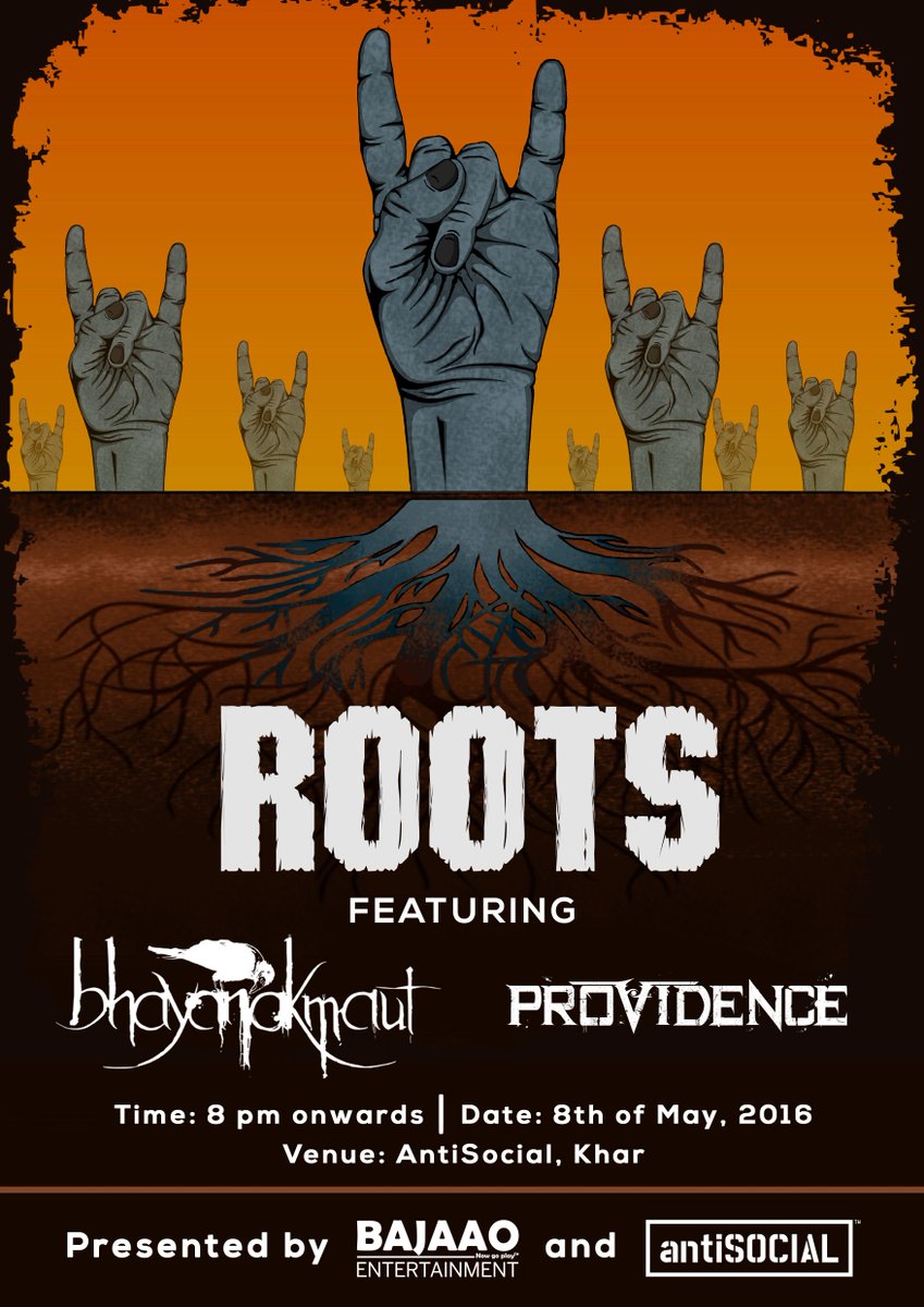 Watch <a href="/BhayanakMaut/">Bhayanak Maut</a> and <a href="/ProvidenceIndia/">Providence</a> live at ROOTS. This Saturday, 8th May @ #antiSOCIAL Mumbai. 8pm onwards!