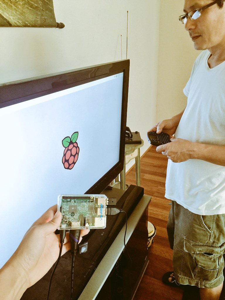 Visiting with the pops and this is his Sunday activity. Fruit don't fall far from the tree #RaspberryPi #nerdblood