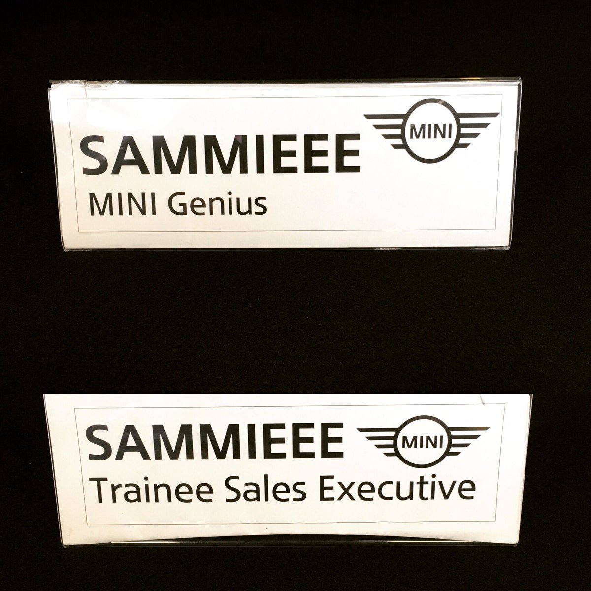 SnowsSammieee's tweet photo. 2 year work anniversary today! #timeflies #work #SnowsMINI #MINIUK #MINISales #Job #WorkingGirl https://t.co/FaxTQsf2QB