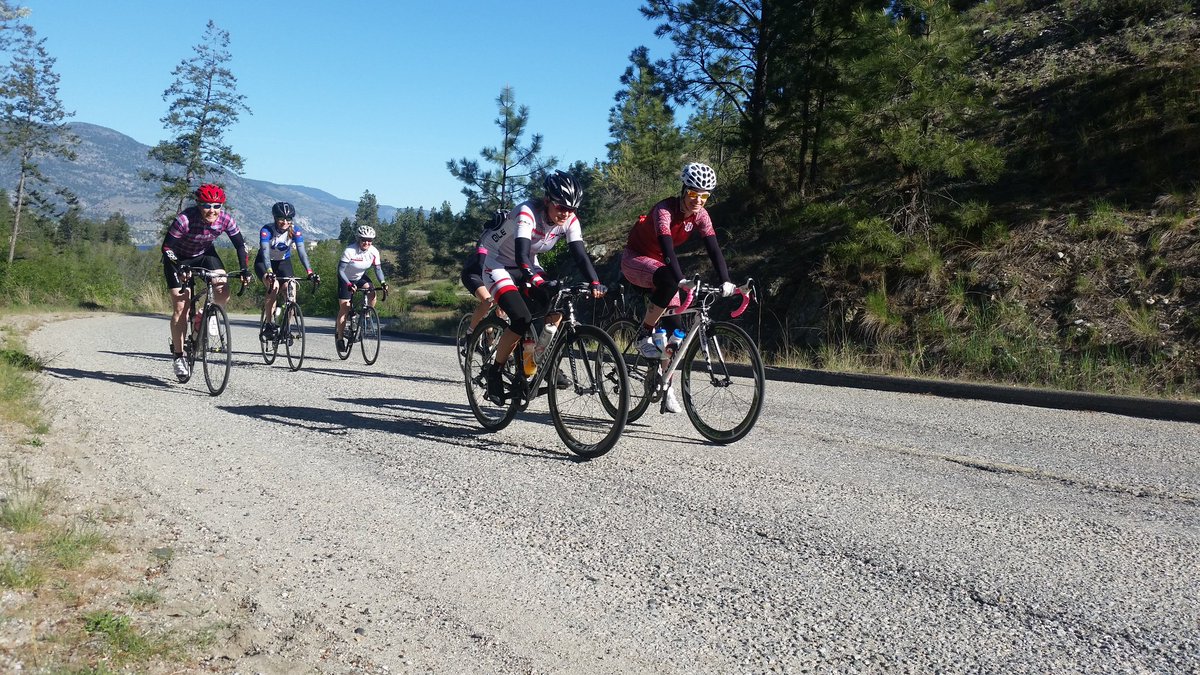 Day 2 @axelsgranfondo #likeafox women's camp. Getting warmed up on McLean Creek Road. <a href="/VisitPenticton/">Visit Penticton</a>