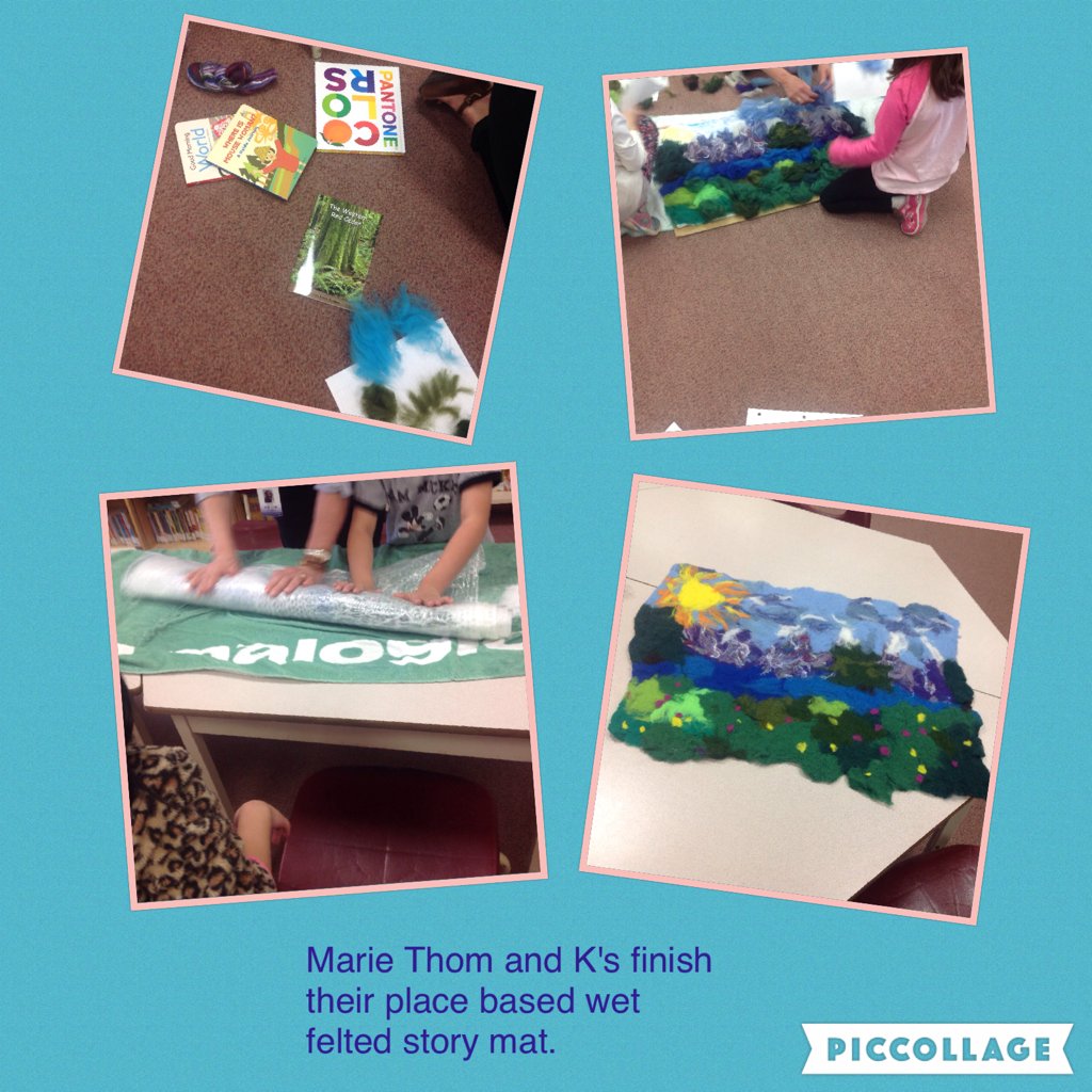 JaniceLibrary's tweet photo. Marie Thom and K's finish their place based wet felted story mat. #sd38story #rtla3 https://t.co/n7TPDBPDv3 https://t.co/RHypb1gytv