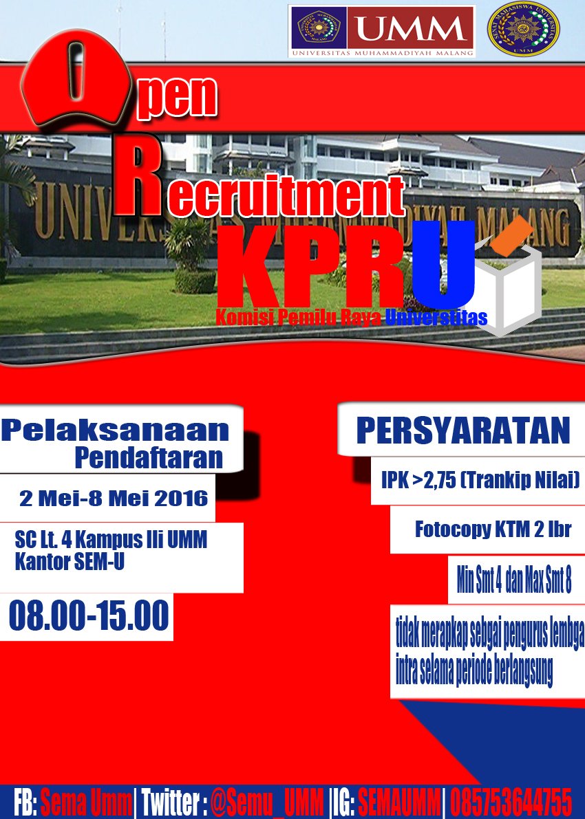 Pendaftran KPRU UMM telah dibuka daftarkan dirimu untuk UMM lebih baik!!! <a href="/bemfkumm/">BEM FK UMM</a> <a href="/BemUmm/">BEM UMM</a> <a href="/BestariUMM/">Lembaga Pers UMM</a> <a href="/UMMinfo/">UMM Unofficial</a>